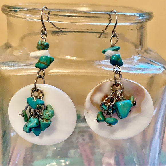 Jewelry - Turquoise and Mother of Pearl Earrings NWT